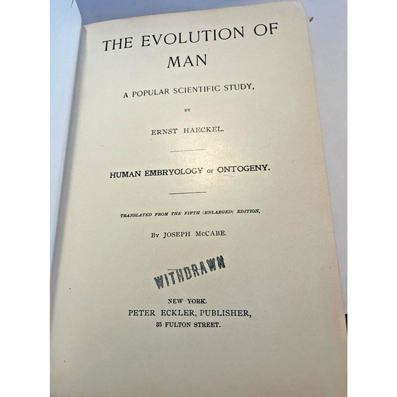The Evolution of Man A Popular Scientific Study by Ernst Haeckel New York - Picture 5 of 5